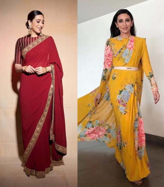 Karishma Kapoor style saree for Saraswati puja